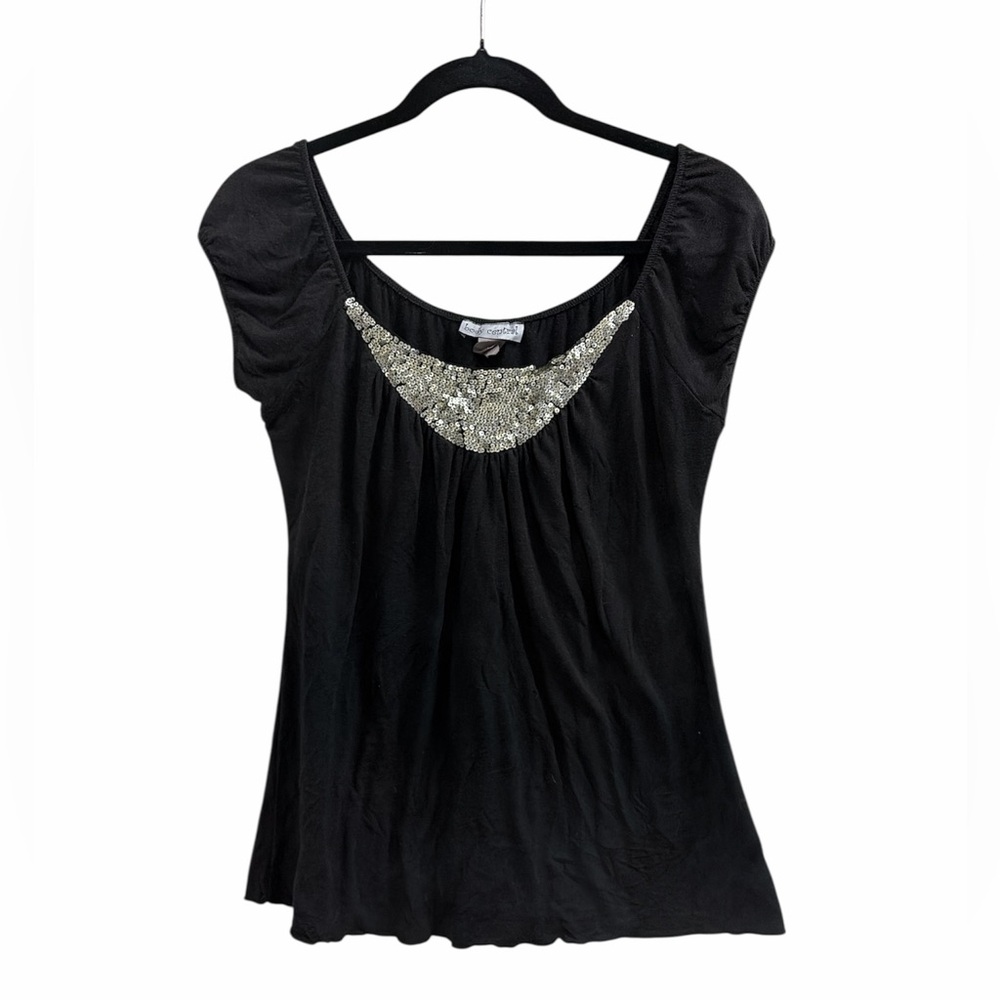 Y2K black sequin top
